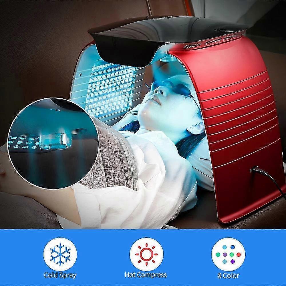 4-IN-1 LED Photon Device for Salon Use with 8 Colors Mask, Cold Nano Spray, Moisturizing Heat Compress, UV Light Skin Rejuvenation