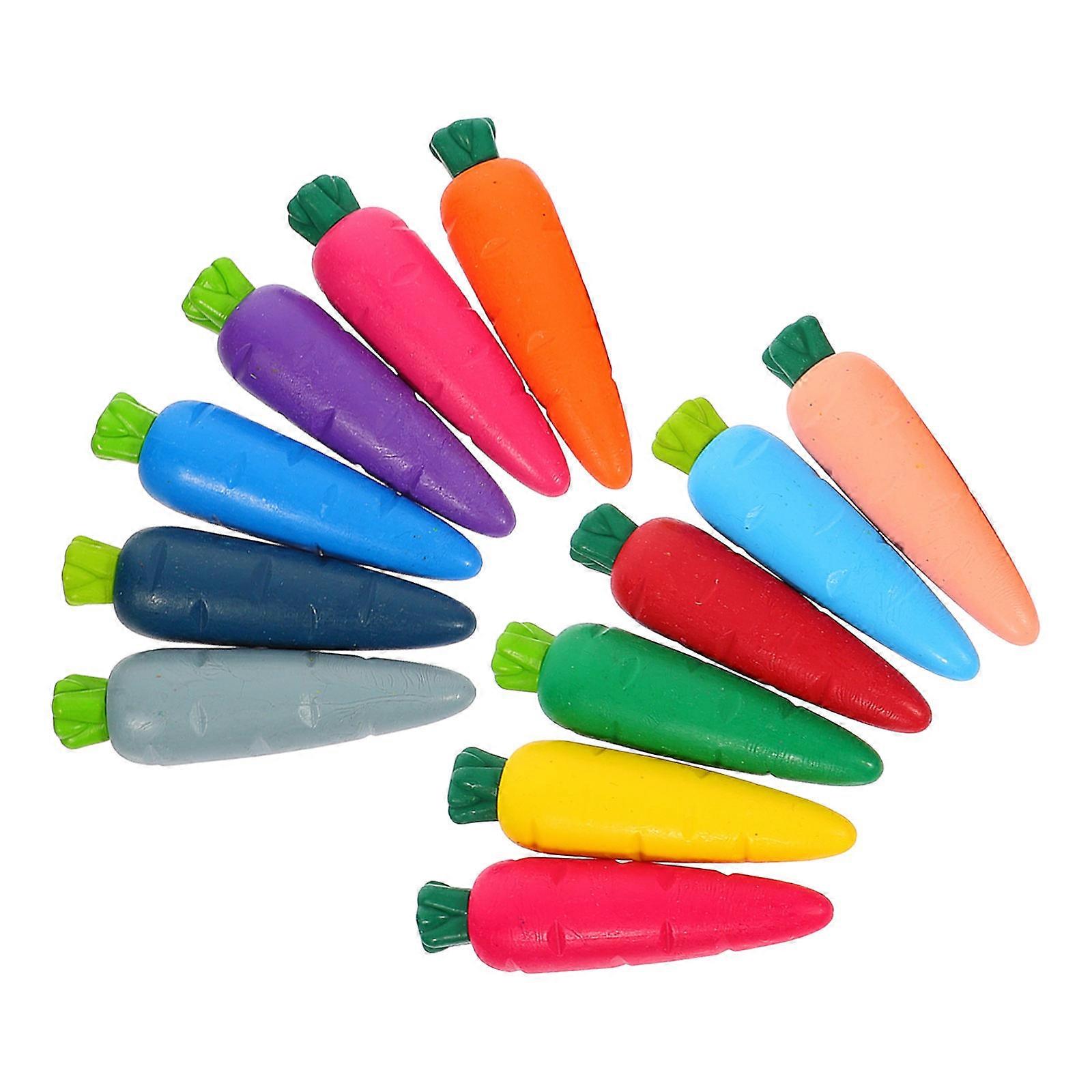 Creative Drawing Multi-Color Crayons For Kids Toddlers Art Time 12Pcs Washable Carrot Shaped Small Wax Crayons