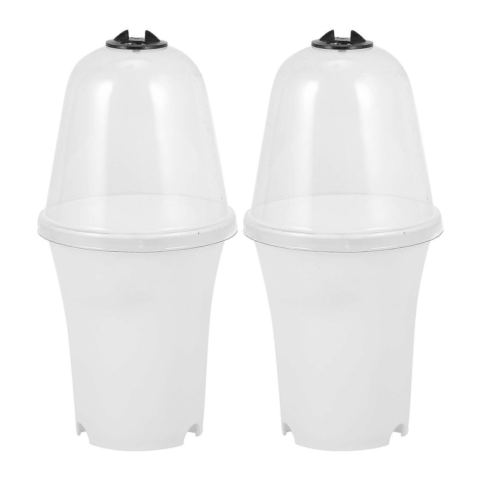 Plastic Stuffy Planting Pots with Lid for Home Use 2Pcs Durable Containers