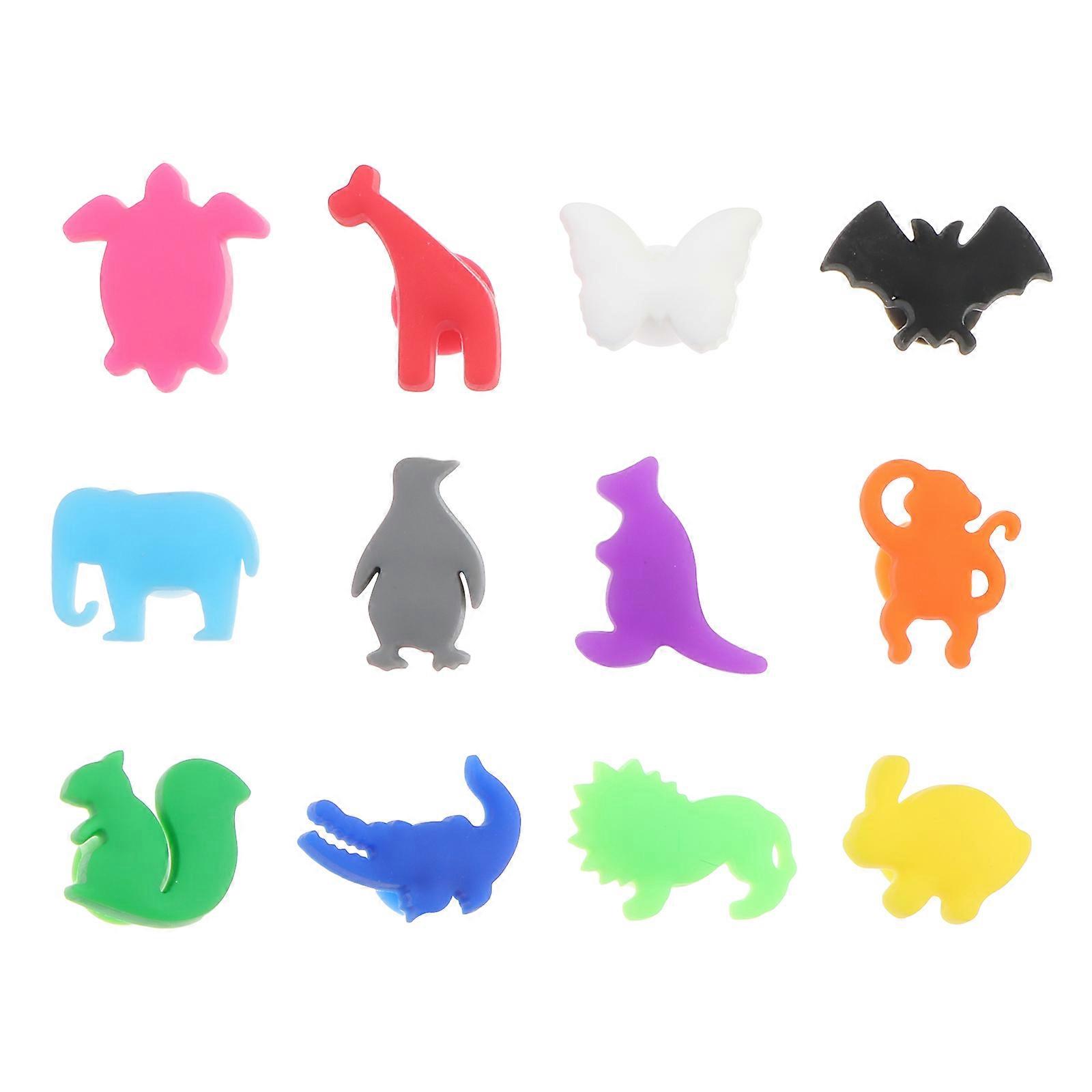 Glass Identifiers For Drinks Silicone Animals Shape Party Banquet 3x2.2x1cm 12Pcs