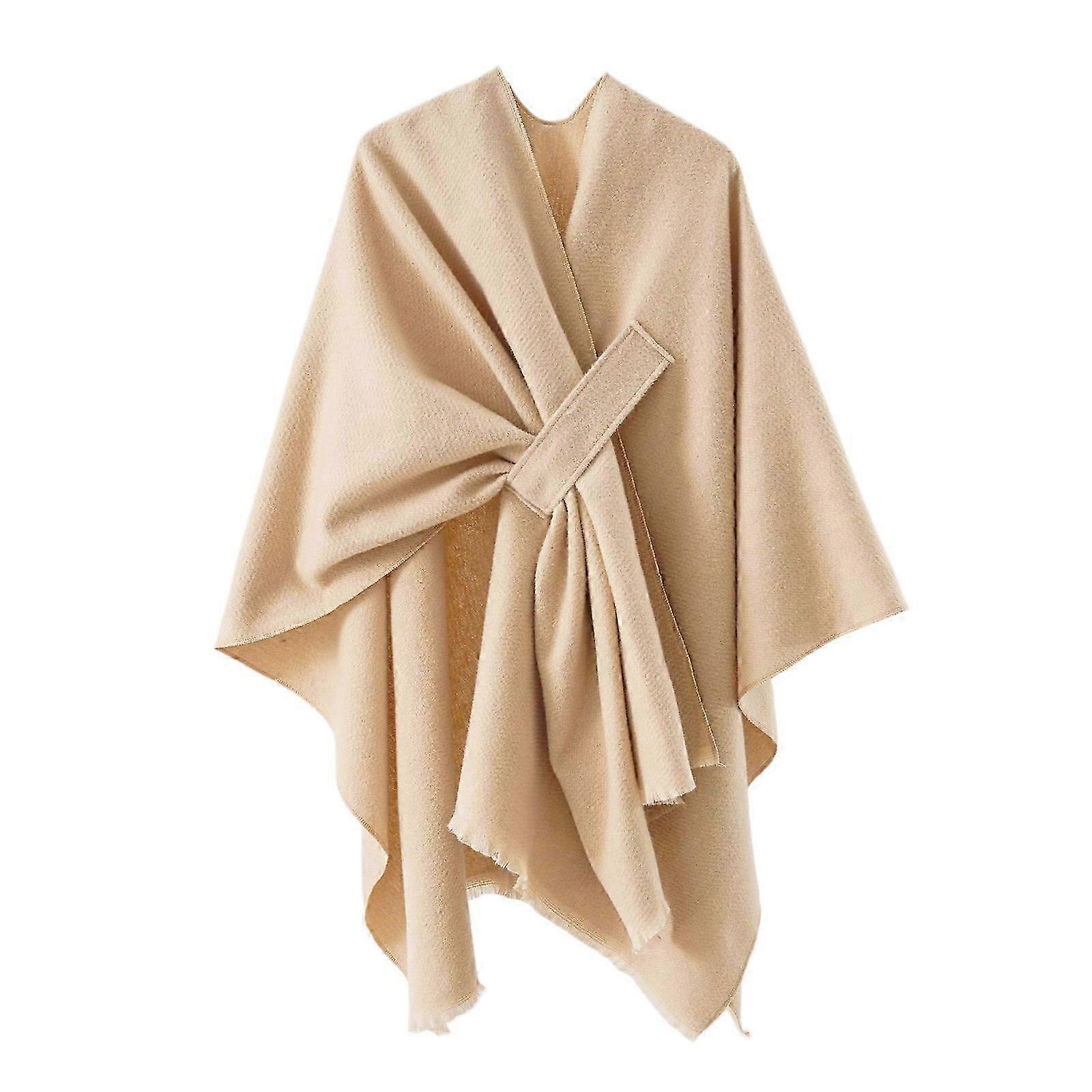 Élégant ouvert devant chaud Poncho Châle Wrap pour les femmes Doux Chaud Cape Élégant Oversize Écharpe Wrap Poncho gris argenté