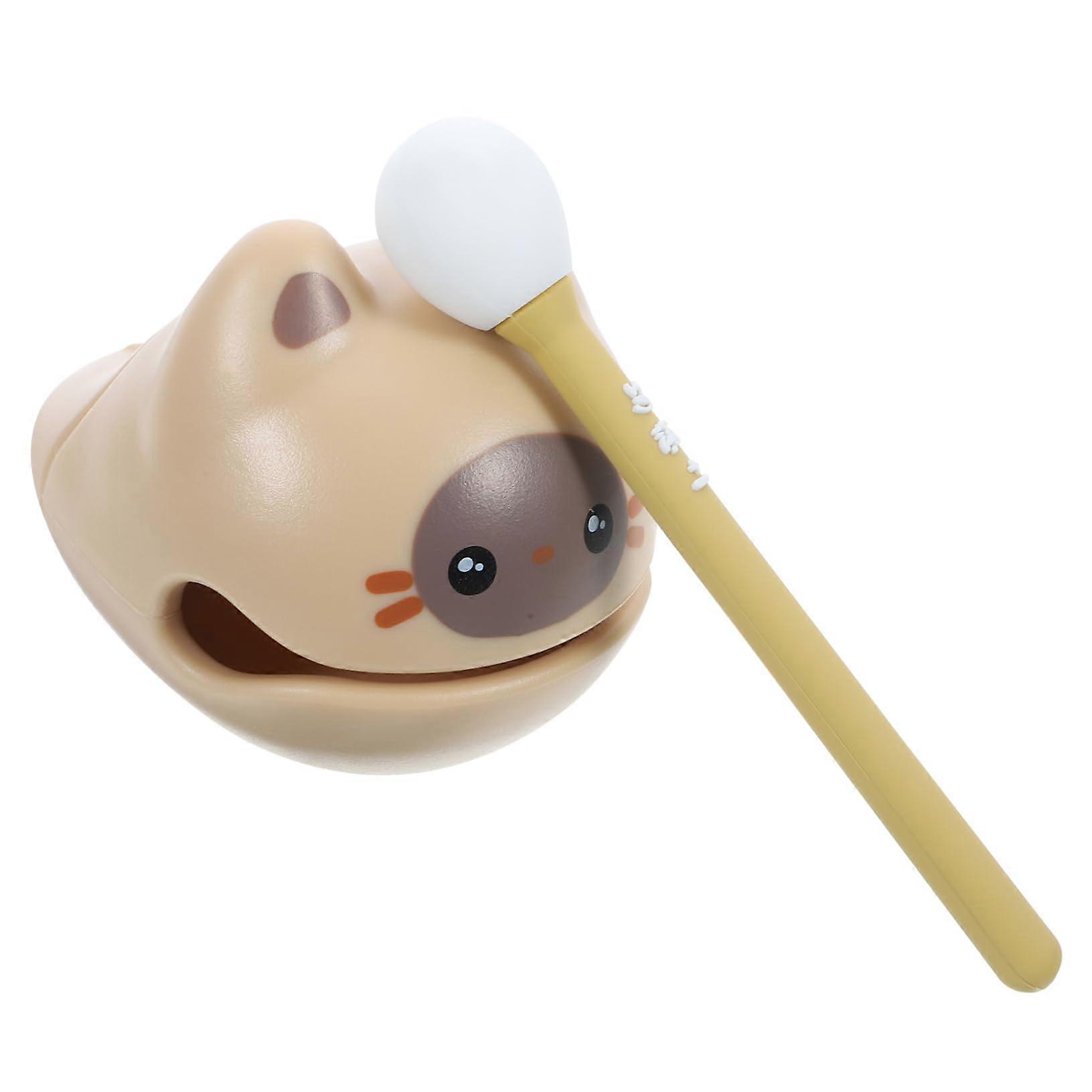 Cat Figurine Wooden Toy Set - Creative Desktop Decor, Portable Stress Relief, Durable Material, Khaki Color