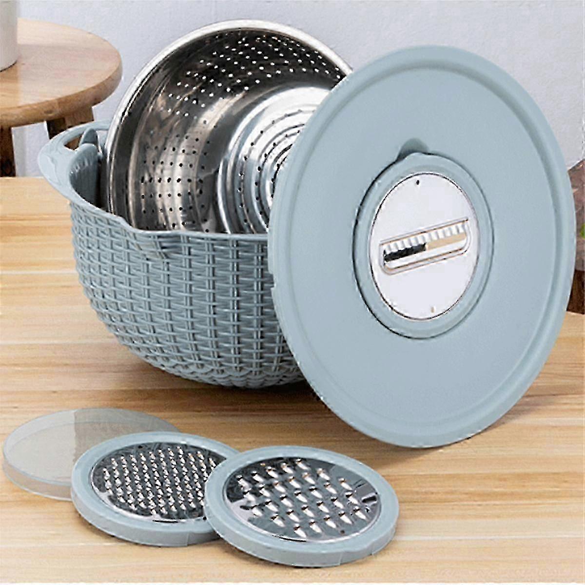 Mixing Bowl and Grater Set with Colander and Fruit Strainer