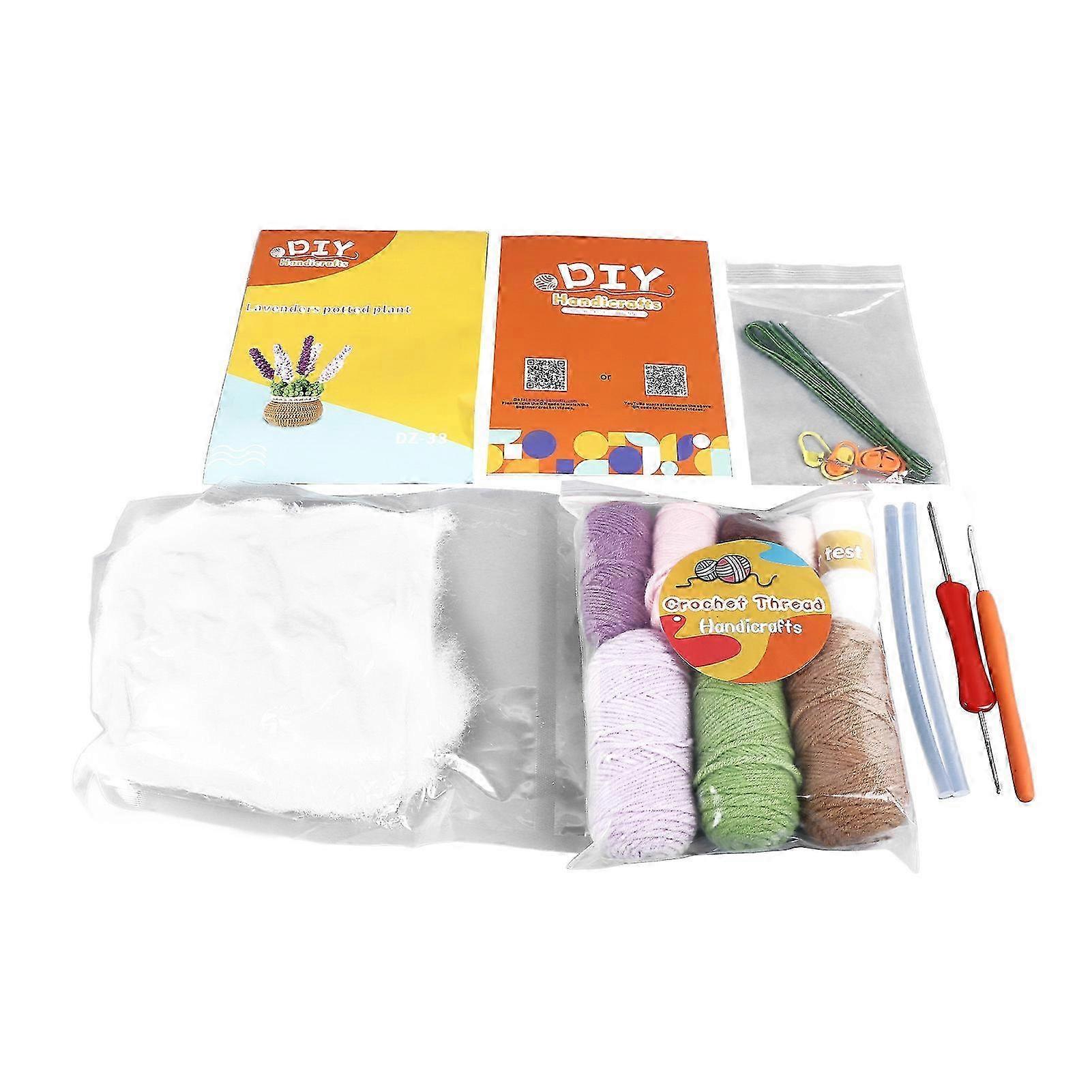 Crochet Kit for Beginners - Potted Plants Lavender Shape Starter Kit with Step By Step Video Tutorials for All Ages