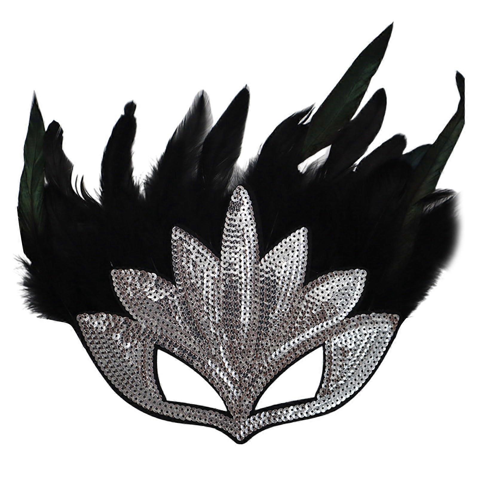 Masquerade Mask Simple Masquerade Ball Carnival Party Mask Festival Dance Performance Mask Indian Mask Eye Mask Feather Mask Silver2 Unit size