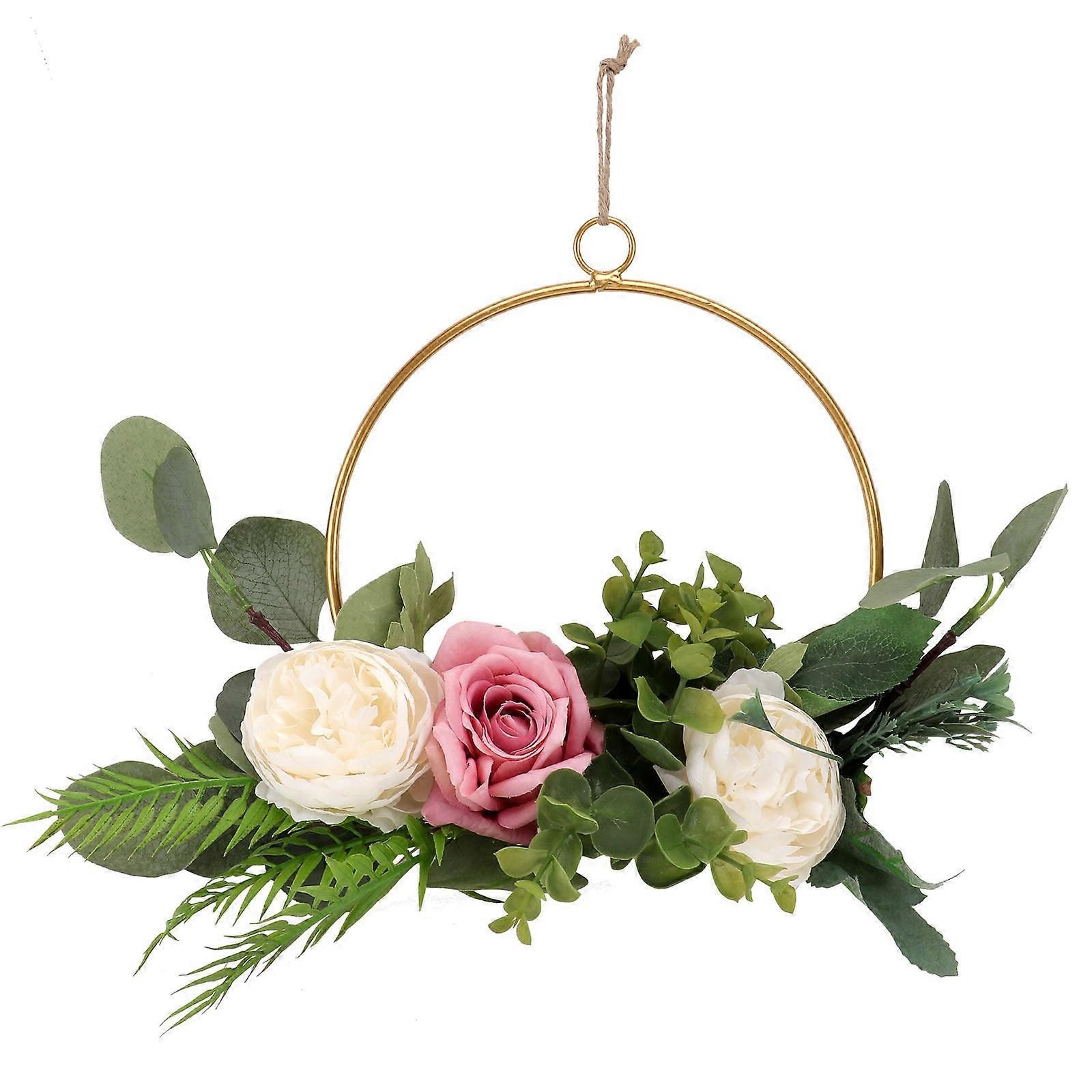 Nordic Wreath with Simulation Flowers and Leaves for Decor Multi 1pc