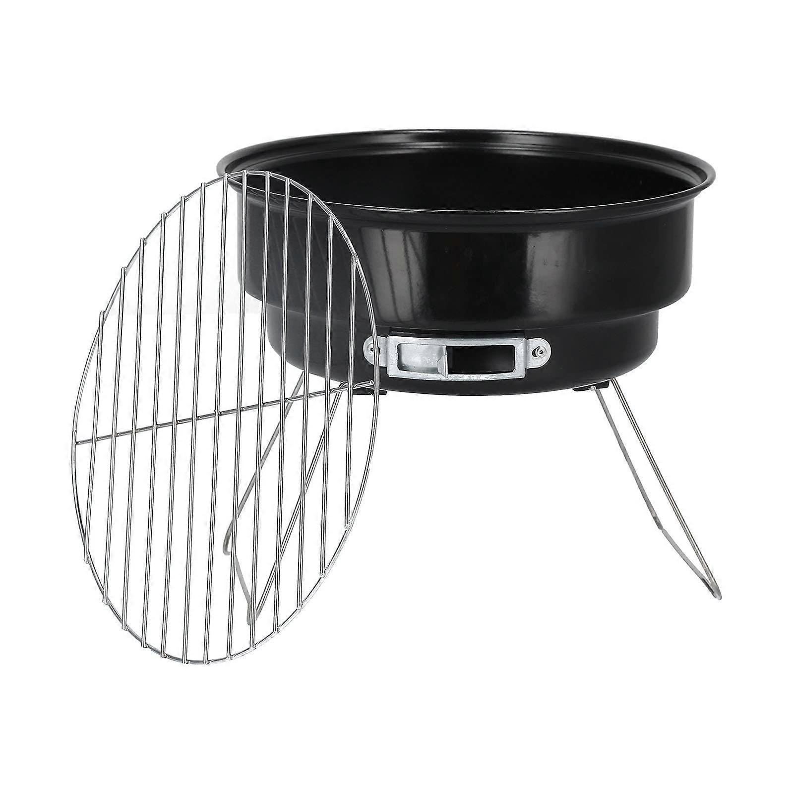 Portable Round Charcoal Grill Set, Lightweight Iron Foldable Barbecue Grill for Camping, Picnics, and Home Use