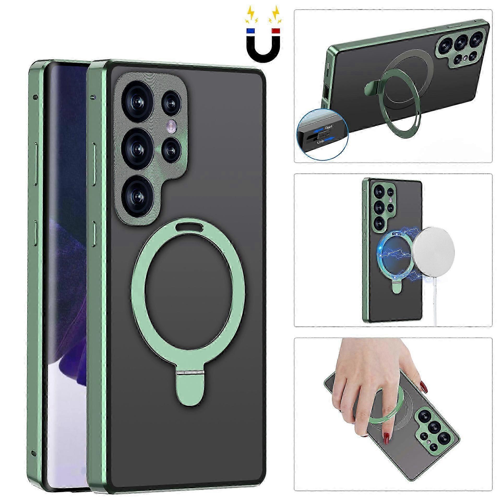 For Samsung Galaxy S24 Ultra Magsafe Case with Goggles Buckle, Double-Sided 360 Degree Protection Cover Compatible with Magsafe