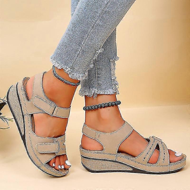 جديد فتح اصبع القدم الصيف المرأة الصنادل أزياء منصة الشاطئ المرأة الصنادل إسفين مشبك الأحذية النسائية المرأة صندل العظام