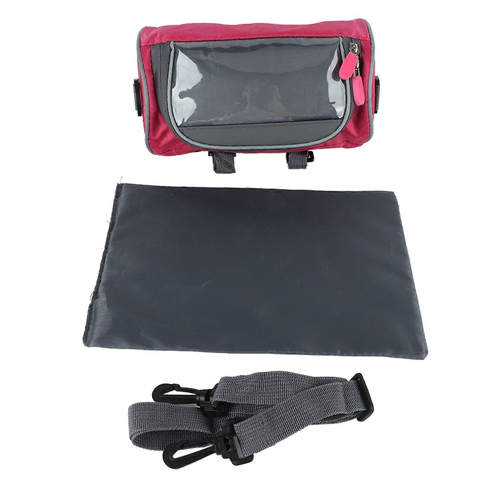 حقيبة مقود دراجة مقاومة للماء حقيبة تخزين أمامية لركوب الدراجات مع حزام كتف قابل للفصل للملاحة عبر الهاتف المحمولRed YMQX)