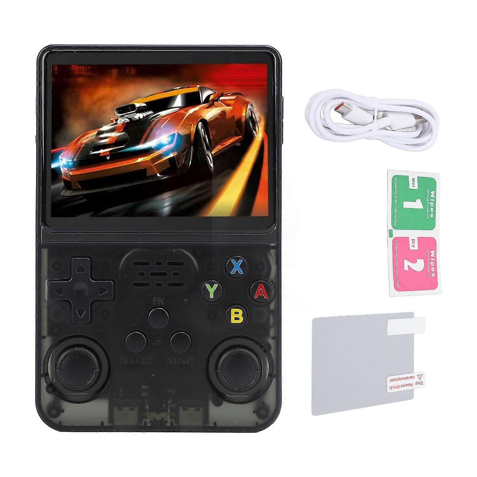 Transparent Gray Handheld Game Console with 3.5" IPS Screen, Dual 3D Joysticks, 64GB Memory