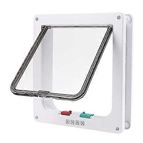 4-Way Plastic Pet Door Flap - White, Size L, Adjustable Security Locking, Cat Door and Dog Door Compatible, Model 462