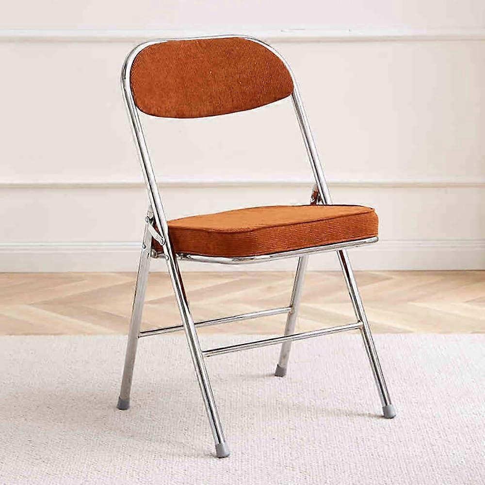Folding Chair, Padded, Comfortable, Portable, Stackable (Brown, Silver Frame)