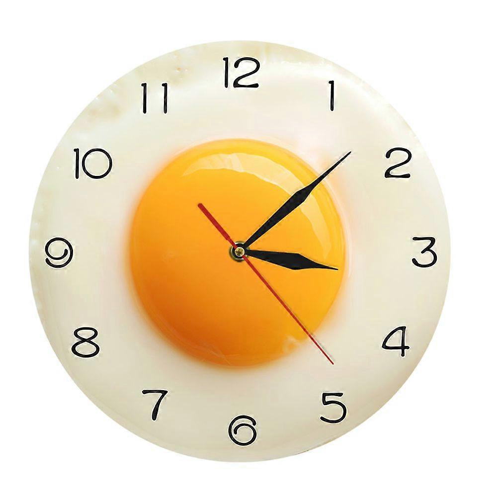 Creative Wall Clock Poached Egg Shape Clock Living Room Decor Battery Powered