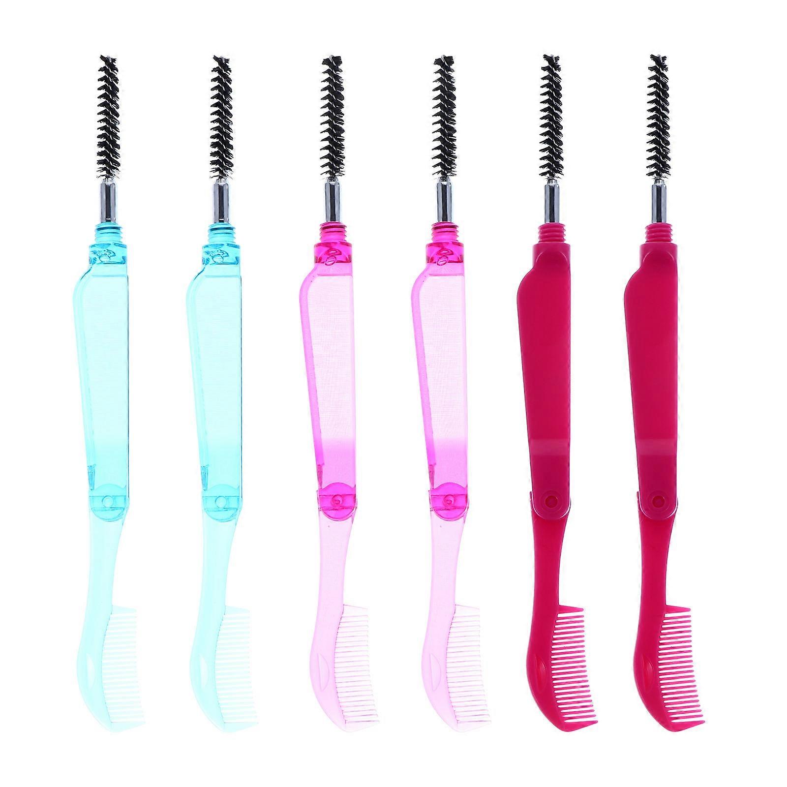 Eyelash Combs with Plastic Handle for Easy Grooming and Shaping Eyebrows and Lashes 6 Pcs