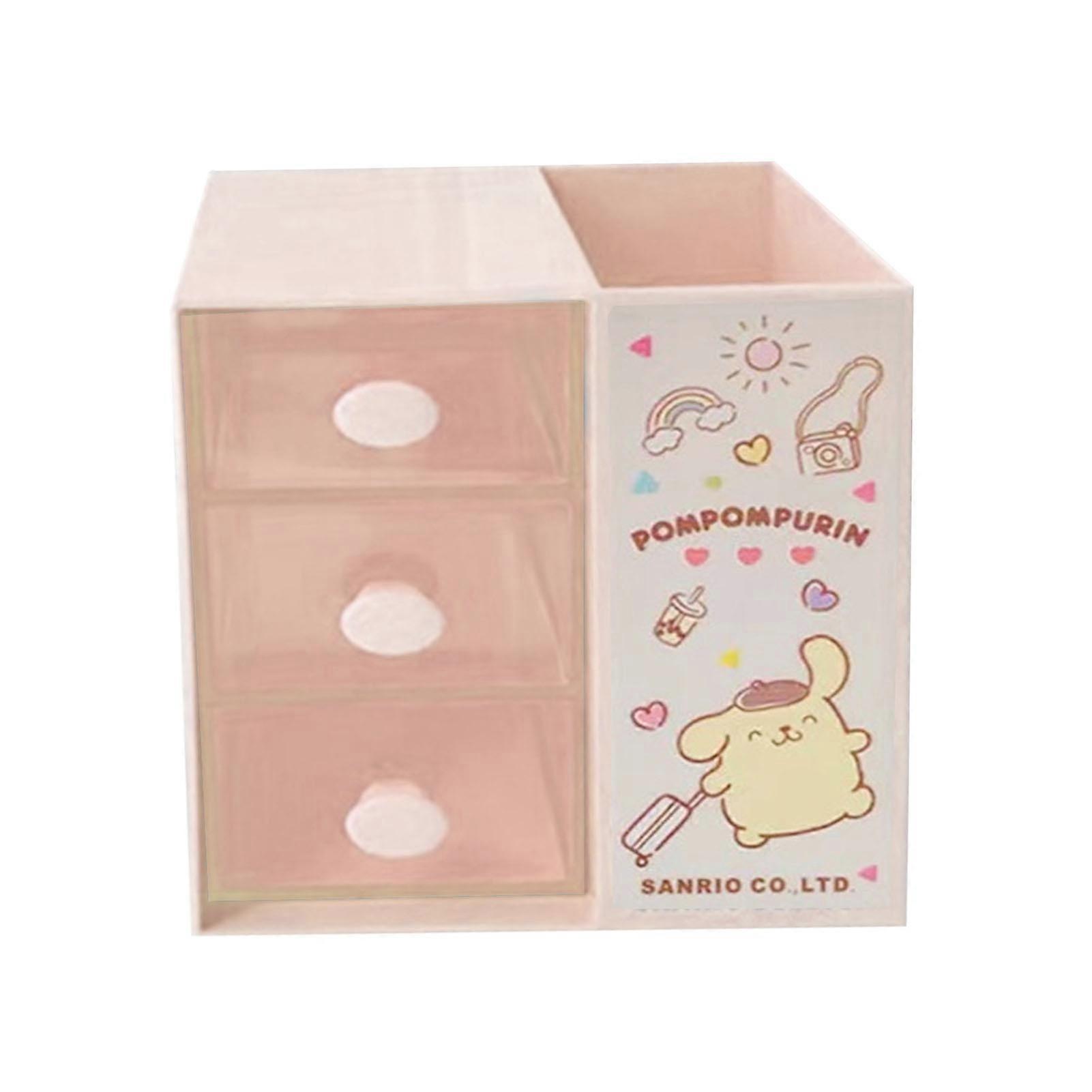 Desk Storage Box Cute Style Built in Drawer Compartment Design Plastic Makeup Storage Box for Home White