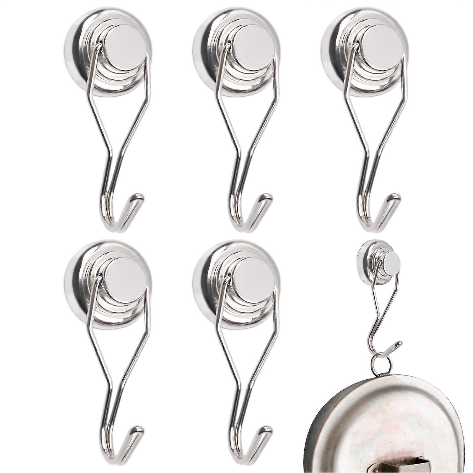 Magnetic Key Hooks 5-Pack, Metal Rotating Magnet Holders for Strong Grip, Heavy-Duty Storage Solution