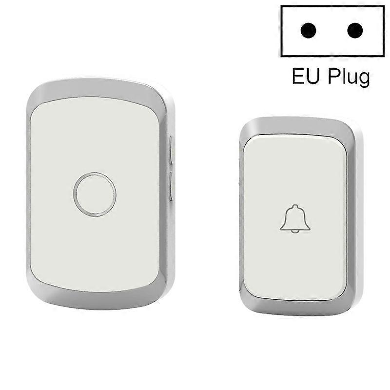 Remote Control Waterproof Doorbell EU Plug - Silver