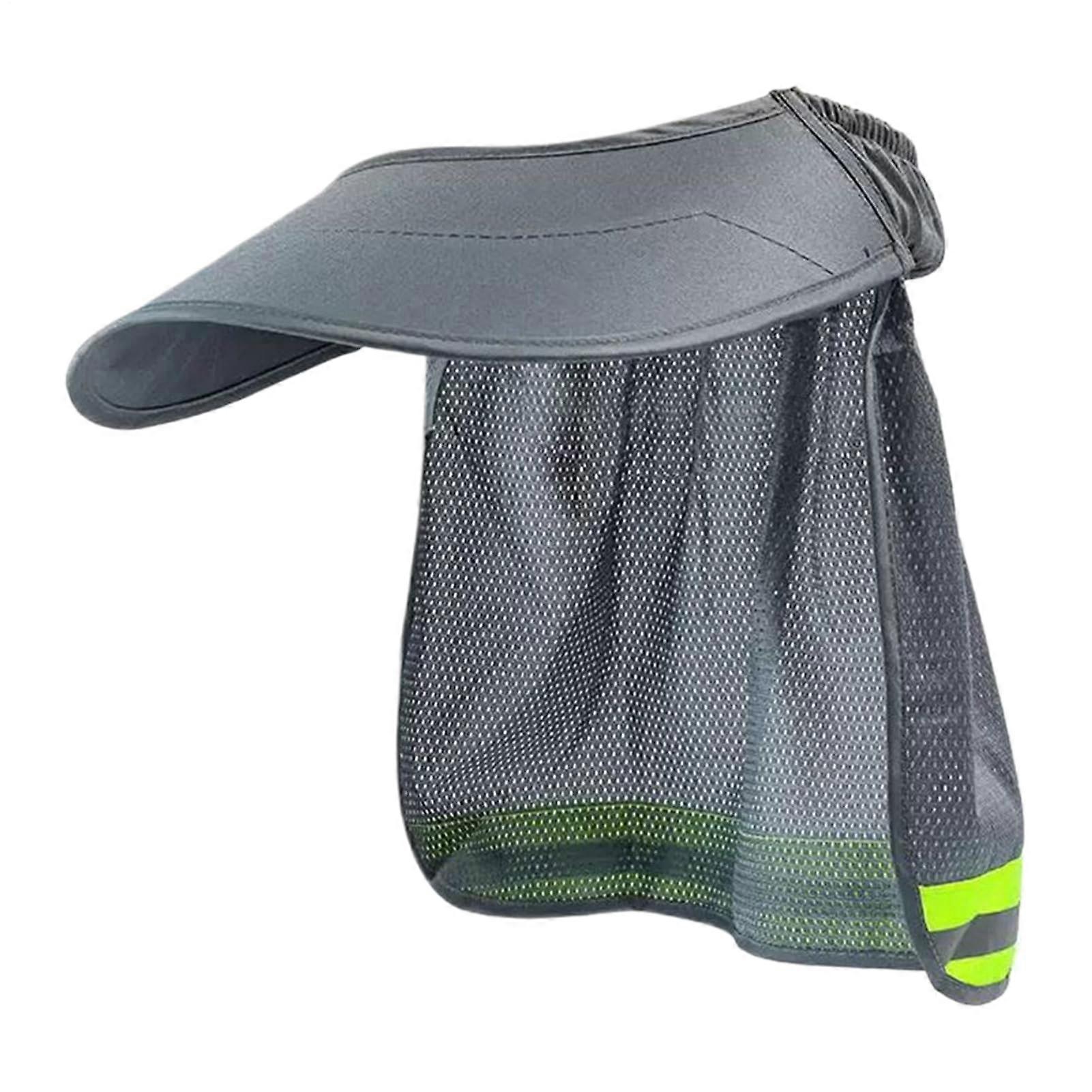 Schutzhelm-Schutz Grau 32x50 cm mit Netz-Halsabdeckung, Sonnenschutz-Befestigung und reflektierendem Helmstreifen