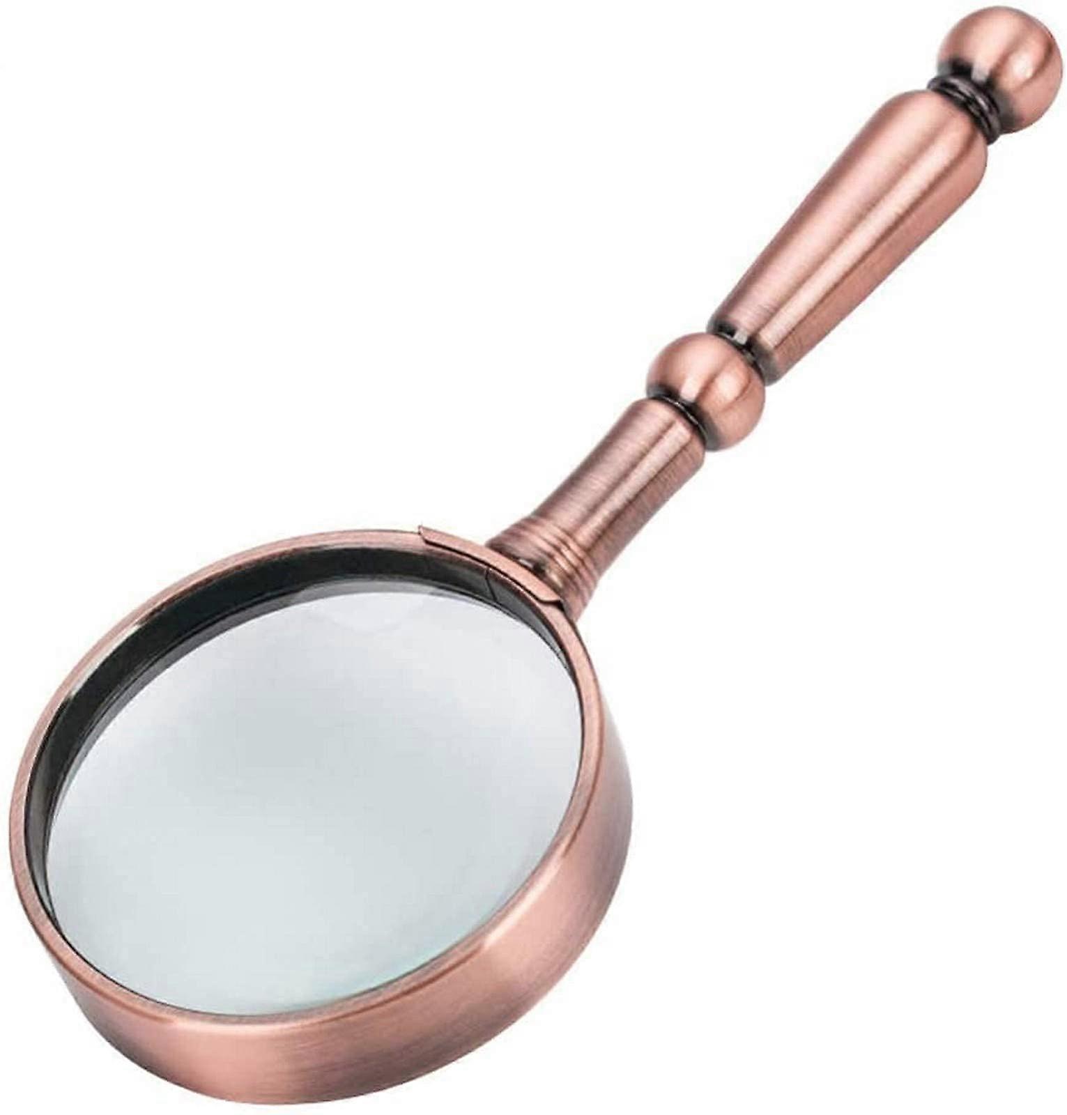 Lupen, Lupe Handlupe 6X, Classic Magnifying Glass with Metal Handle for Hobbies such as Coins, Books, Stamps, and Crafts.