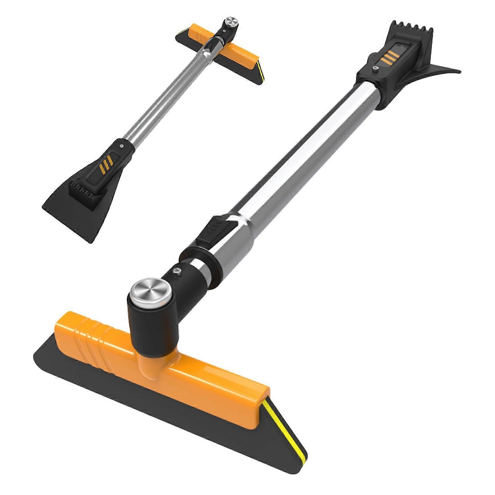 Extendable Car Snow Brush Ice Scraper 13 Length Adjustments, AntiHair, Strong Blade Edge, Easy Grip Snow Removal Tool
