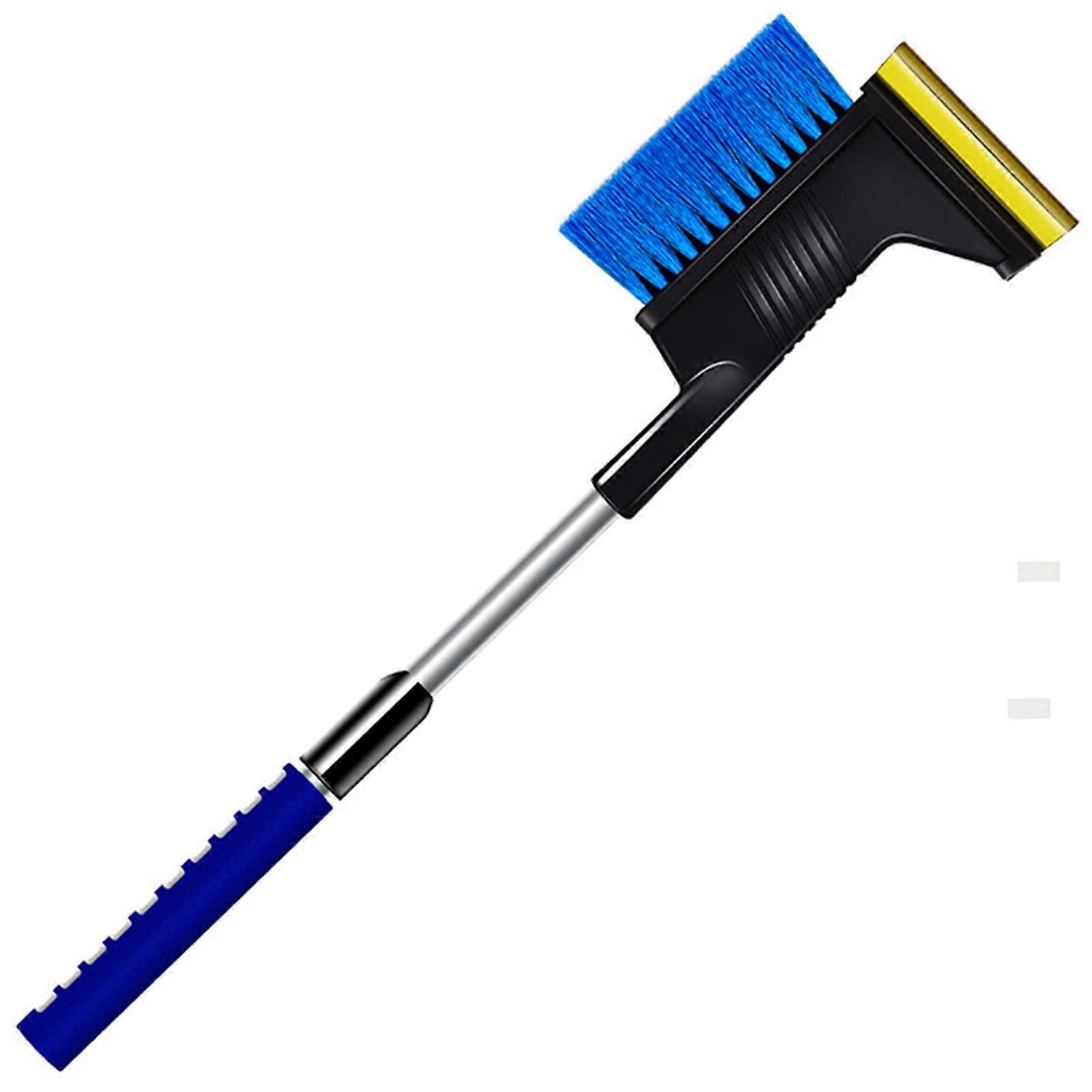 Car Ice Scraper Set with Extendable Broom Snow Brush, 2 in 1 Rubber Scraper, Adjustable Winter Tool for Scratch-Free Use
