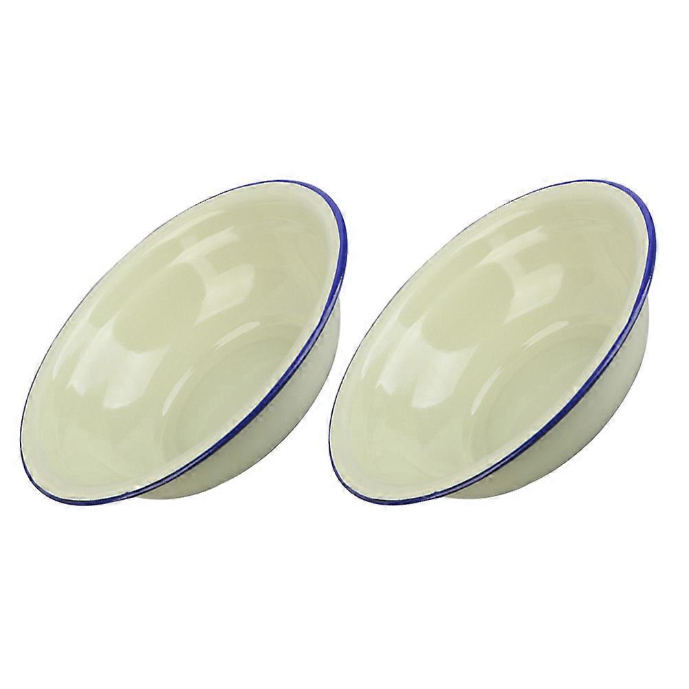 Enameled Cookware Soup Bowls Vintage Design Home Multi-purpose Rounded Square Enamel 2Pack