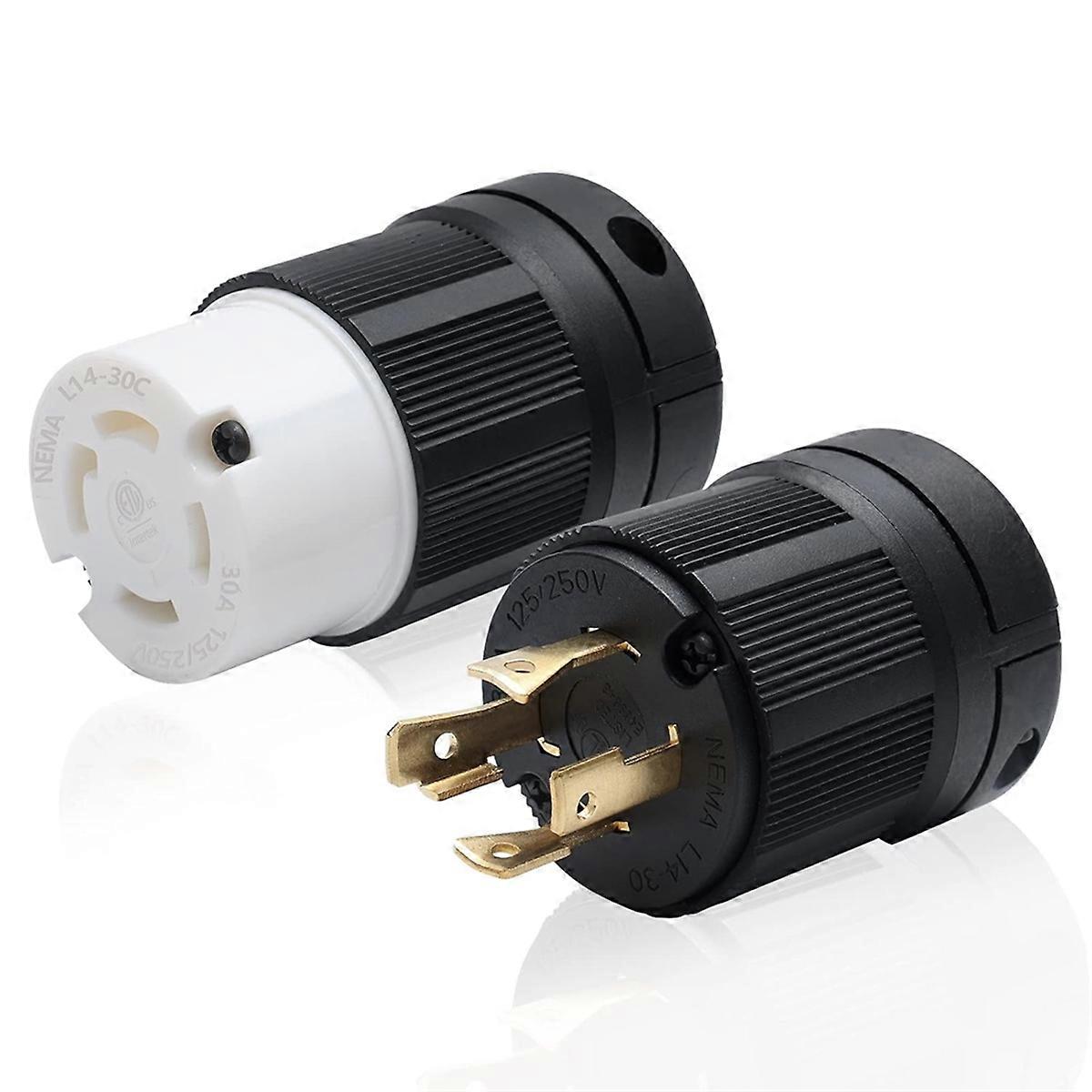 30A Locking Plug/Connector for Generator,NEMA L14-30P & L14-30C,125/250V 3 Pole 4 Wire Grounding Electrical Replacement