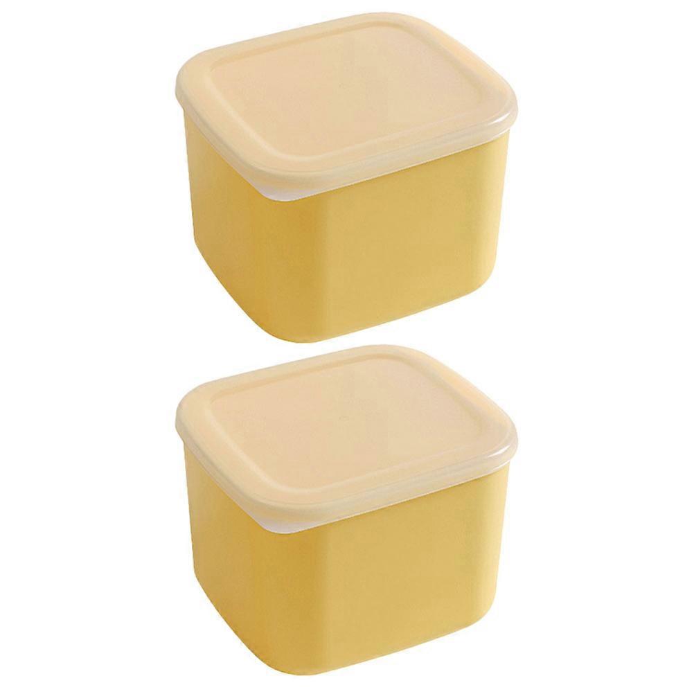Practical Butter Boxes with Supple Lid Design for Storing Cheese Slices and Butter Yellow PP and PE 2 Pieces