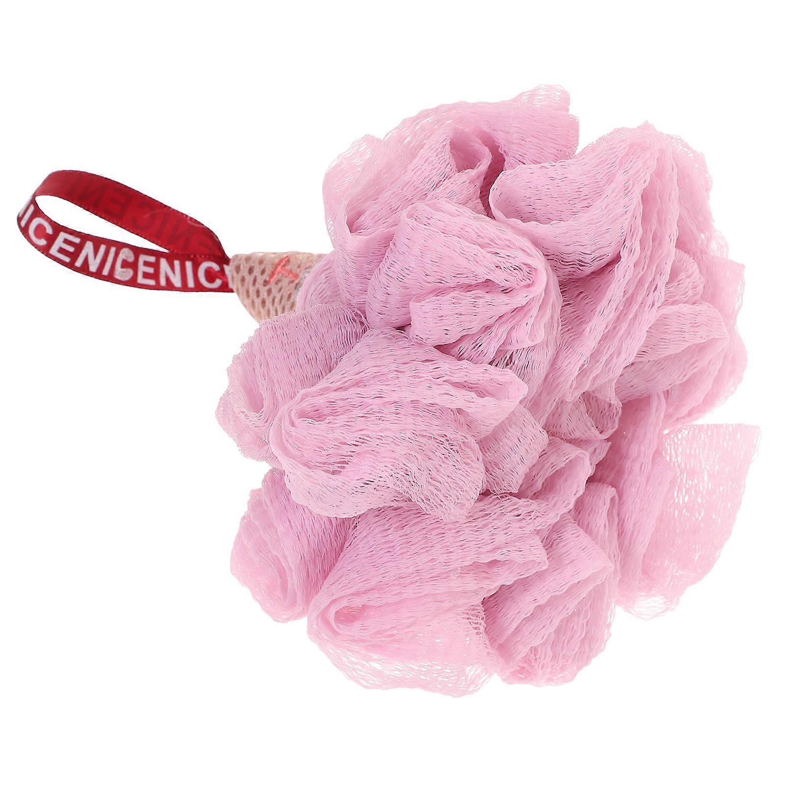Pink Supple Bath Ball with Hanging Rope for Home Use Made of PE