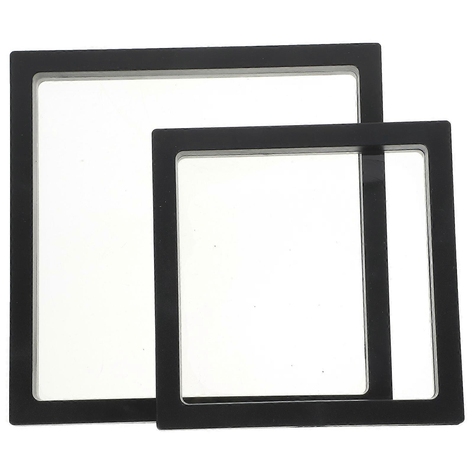 2pcs Black Floating Frame Display Stands for Jewelry Storage and Decoration with PE Material