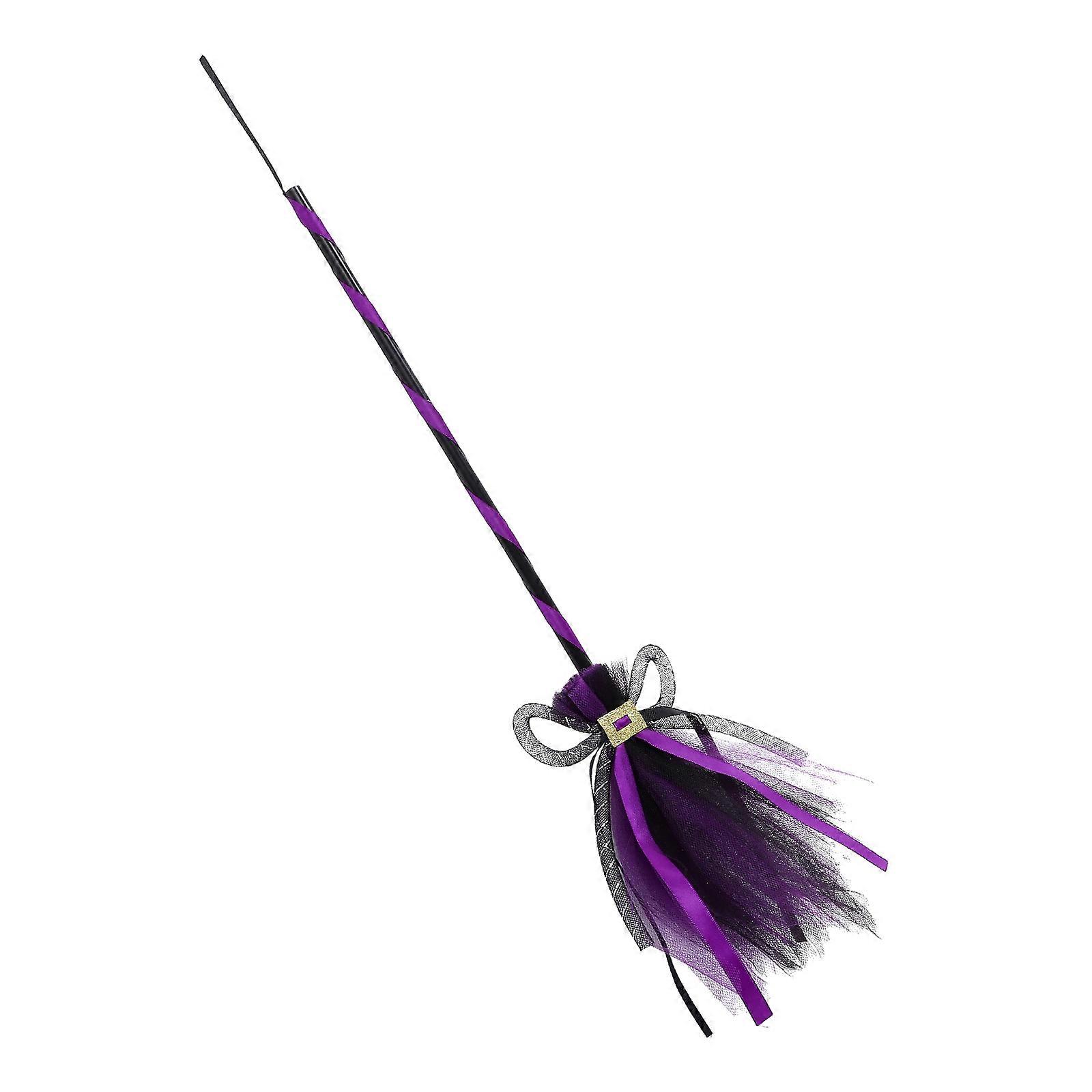 Broom Decoration Halloween Cosplay Event Lifelike Design Comfortable Grip Lightweight 1Set