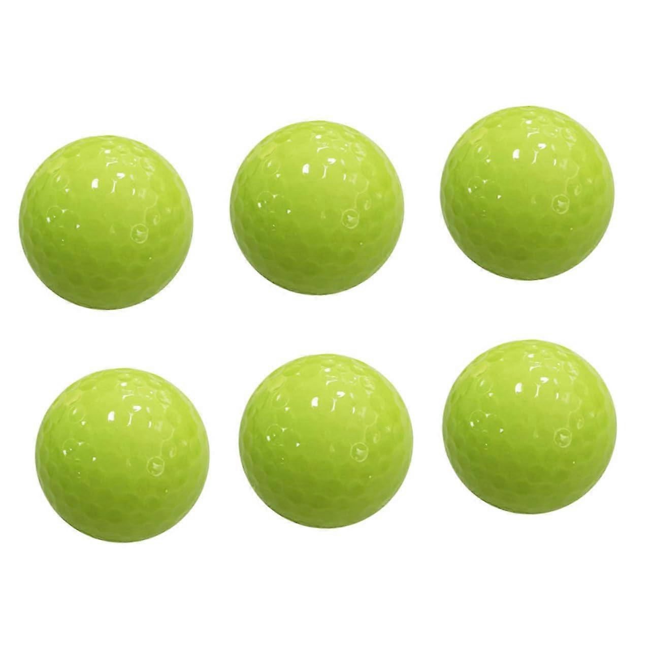Pack of 6 Glow Golf Balls for Night Practice Synthetic Rubber Green