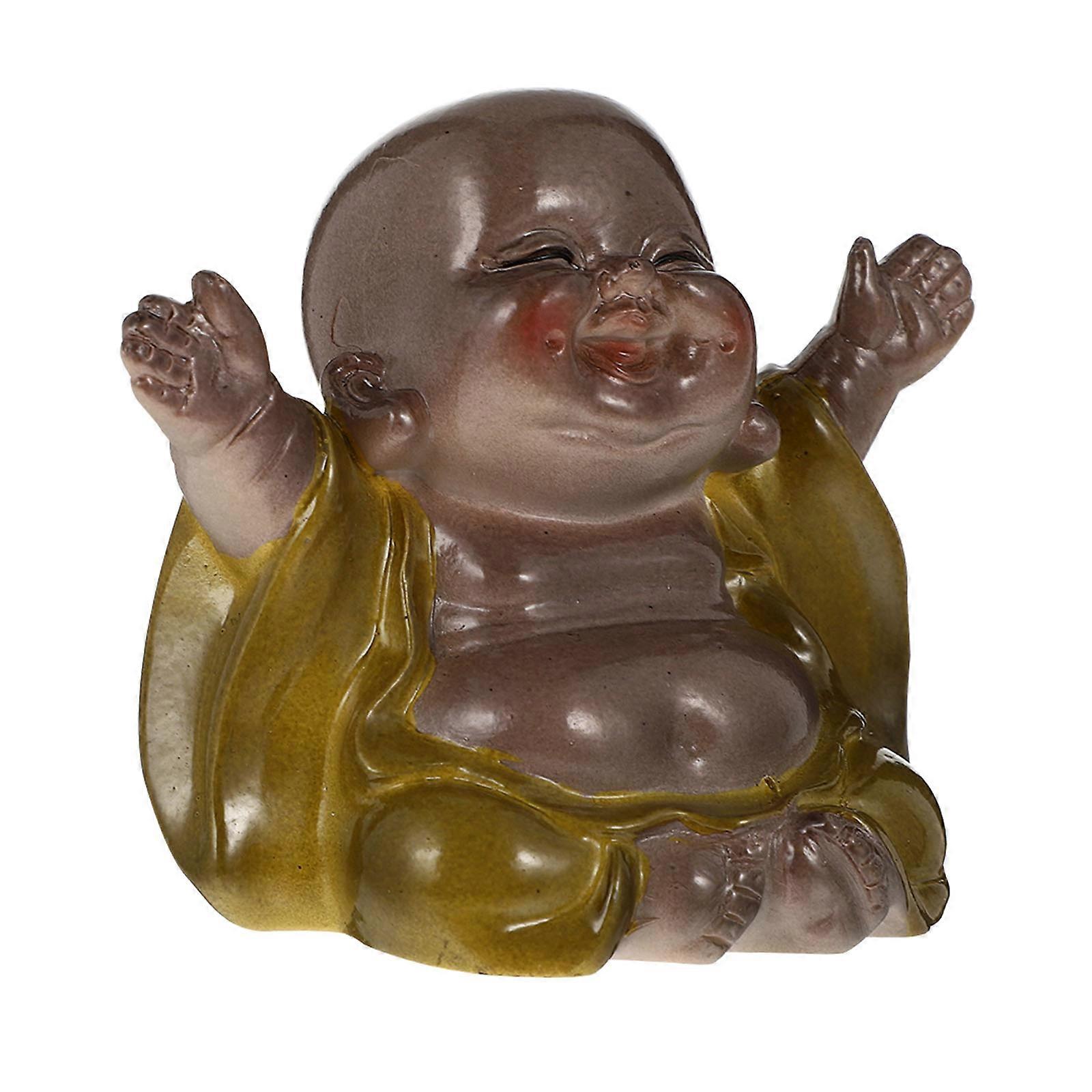 Tea Tray Decor Color-Changing Resin Figurine For Home And Office Use Smiling Maitreya Shape 1Set