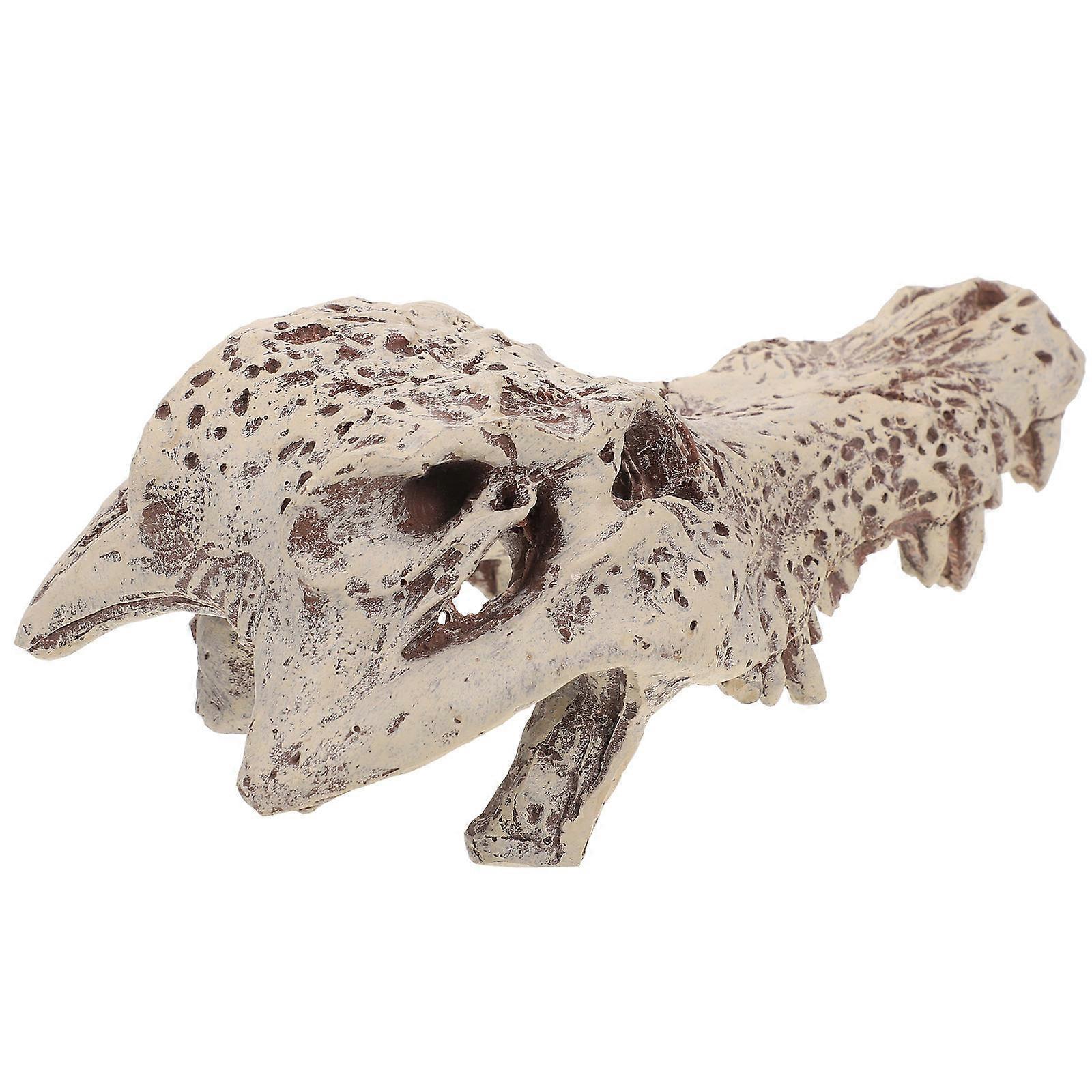 Reptile Skull Decor Simulation Skull Aquarium Landscape Decor Pet Environment Enrichment Resin Constant Preservation 1Set