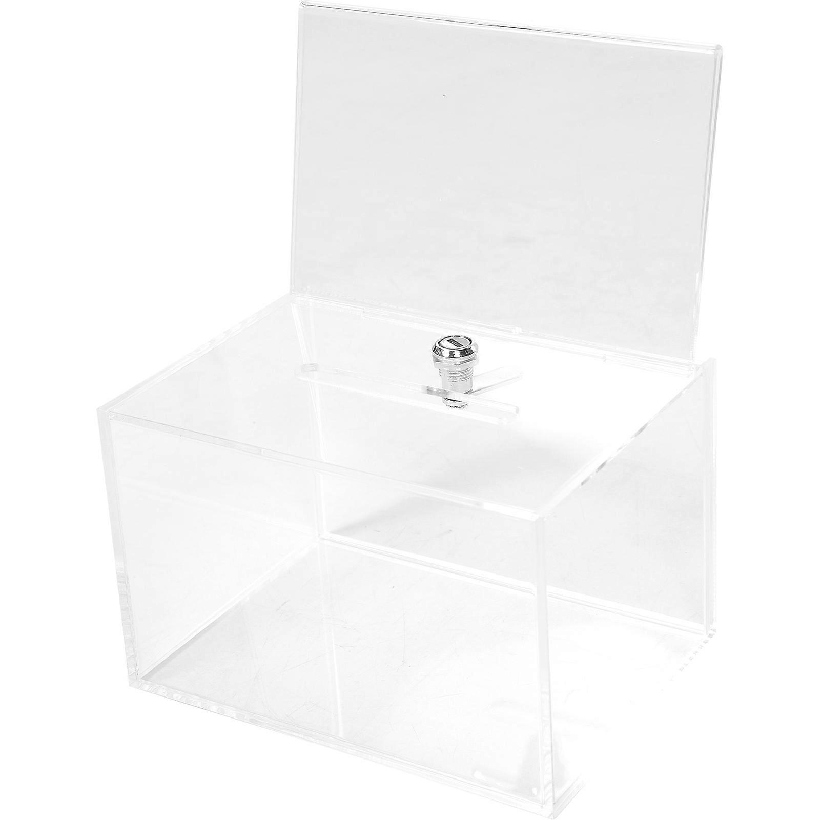 Paper Suggestion Box Acrylic Wall Mailbox With Key Voting Collection For Schools Businesses 16x11x10.3cm Clear And Elegant Style 1Pcs