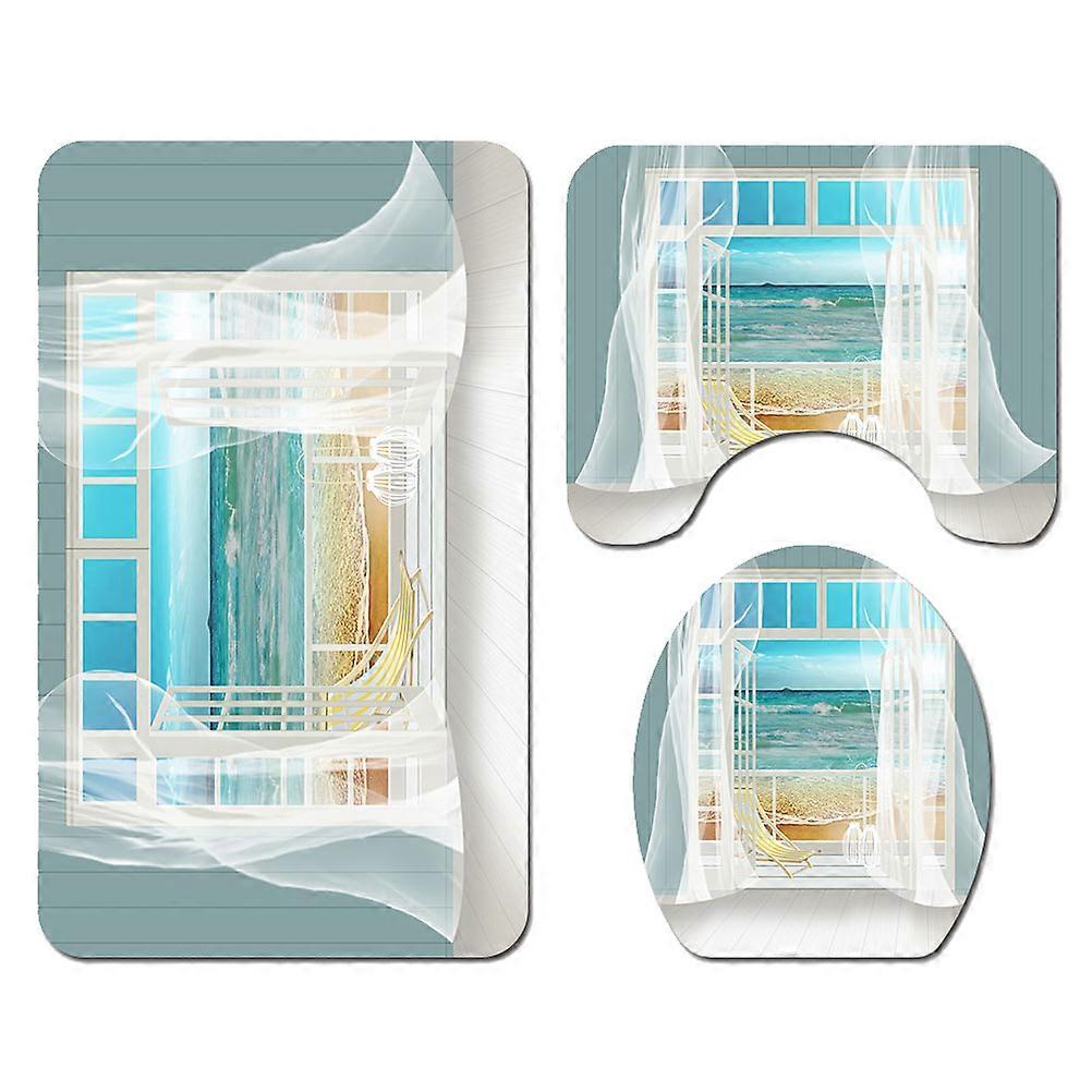 Toilet Mats For Bathroom Polyester Bath Rug Set Assorted Color Rectangular for Home Hotel 3Pcs