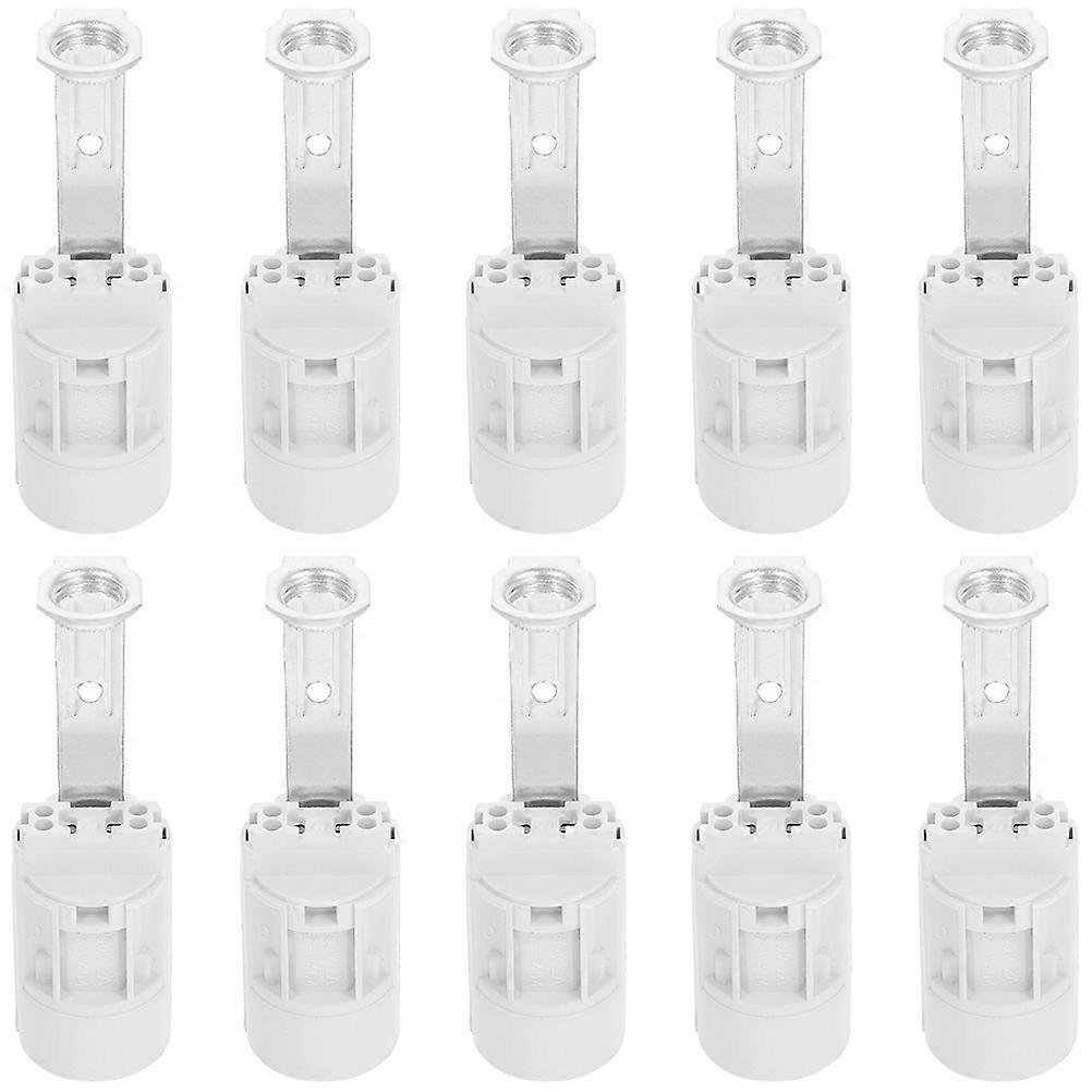 Screw In Light Socket Lamp Holder Accessories E14 Style Cylindrical White Copper Material For Diy Lighting Projects 10Set