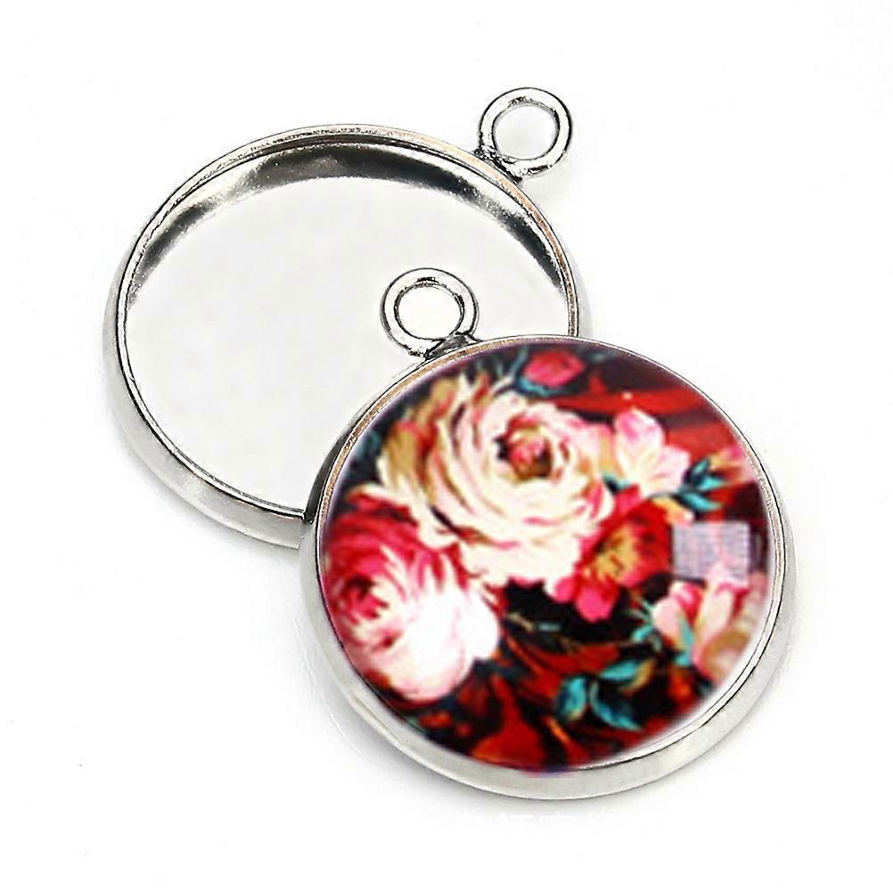 Glass Stickers Jewelry Making Supplies Flower Pattern Decals For Craft Earring Design 1.6x0.55 Cm Round Diy 50Pcs