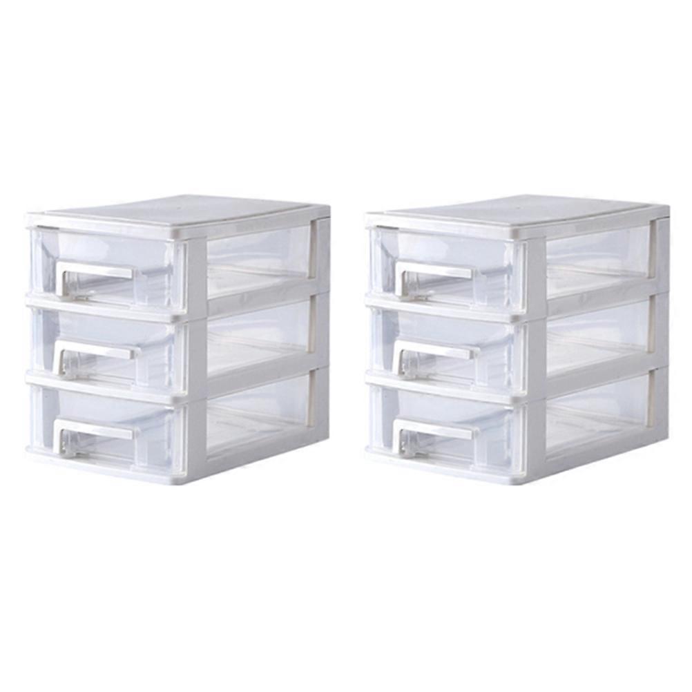 White Transparent 3 Layers Desktop Storage Box for Cosmetics and Sundries Organizing on Dressing Table 2 Pcs