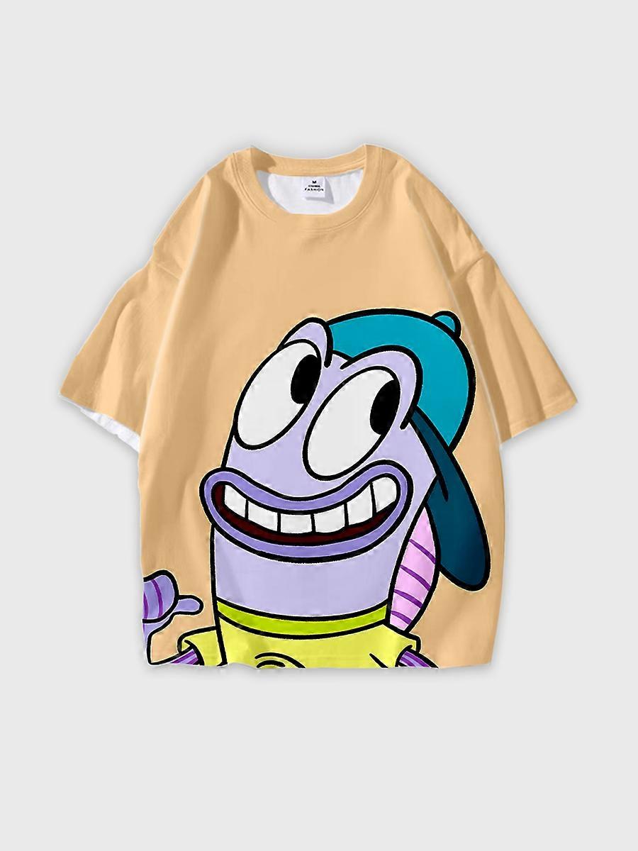 T-shirt round neck Anime Pattern loose short sleeve D1400