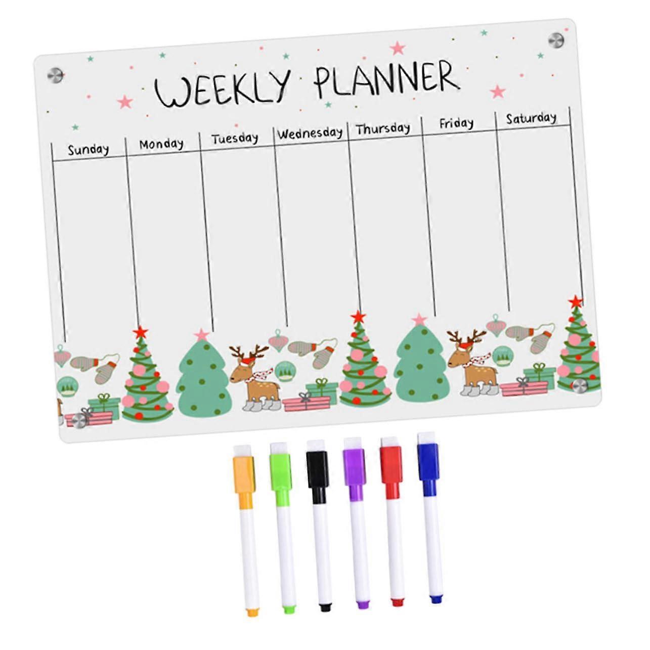 Magnetic Daily Planner Board for Wall - Magnetic Refrigerator Calendar, Acrylic Organizer with Clear View, 12x16 Inches