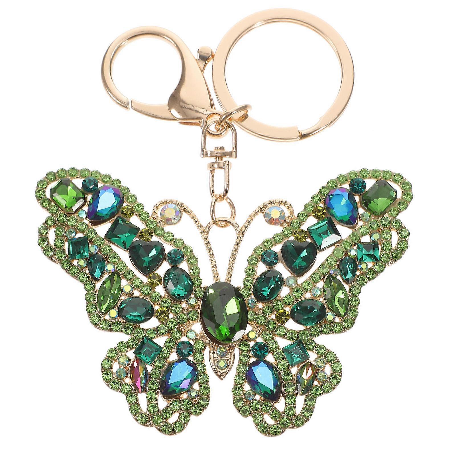 Butterfly Keychain with Sparkling Rhinestone Butterfly Pendant 1 Set Key Chain for Bag Decoration