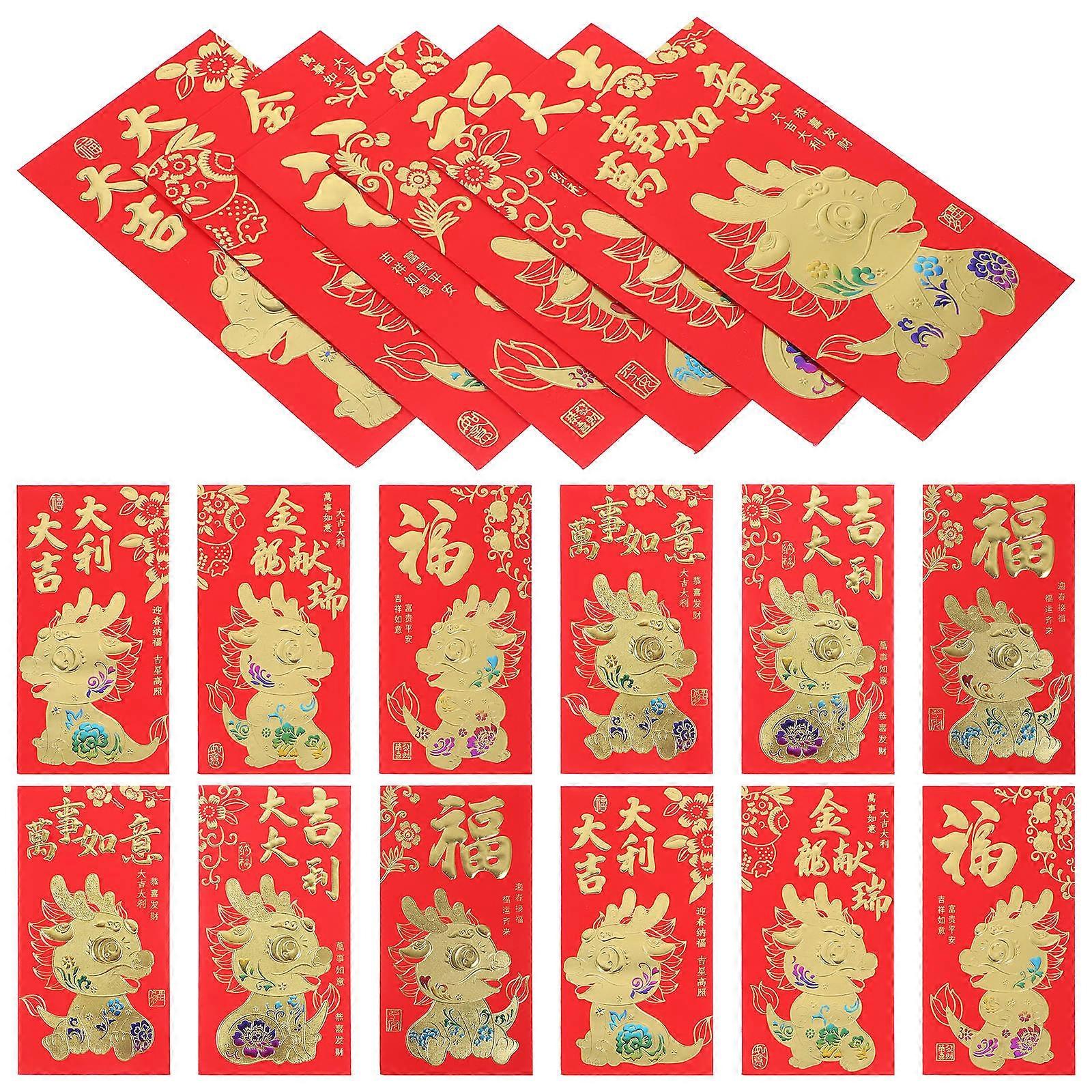 Chinese New Year Red Envelopes for Money Storage Made of Paper with Assorted Colors and Patterns 60pcs