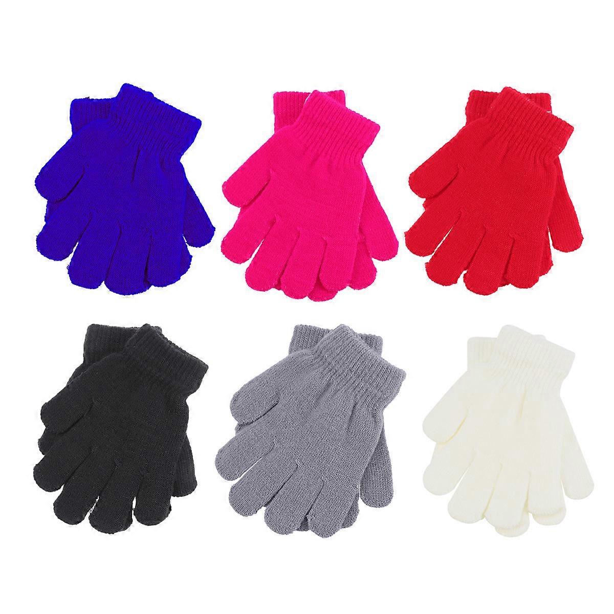 Kids Gloves Cold Protection Warmth Fine Workmanship Proper Size For Children Winter Days 6Pairs