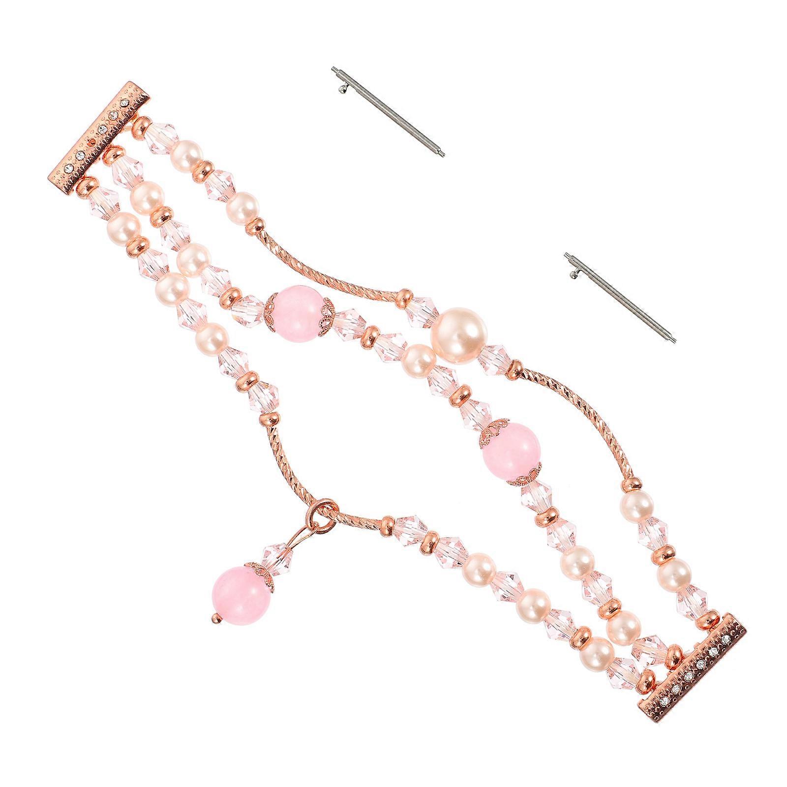 Agate Beaded Watchband For Everyday Use In Pink Color With Durable Design 1Pcs