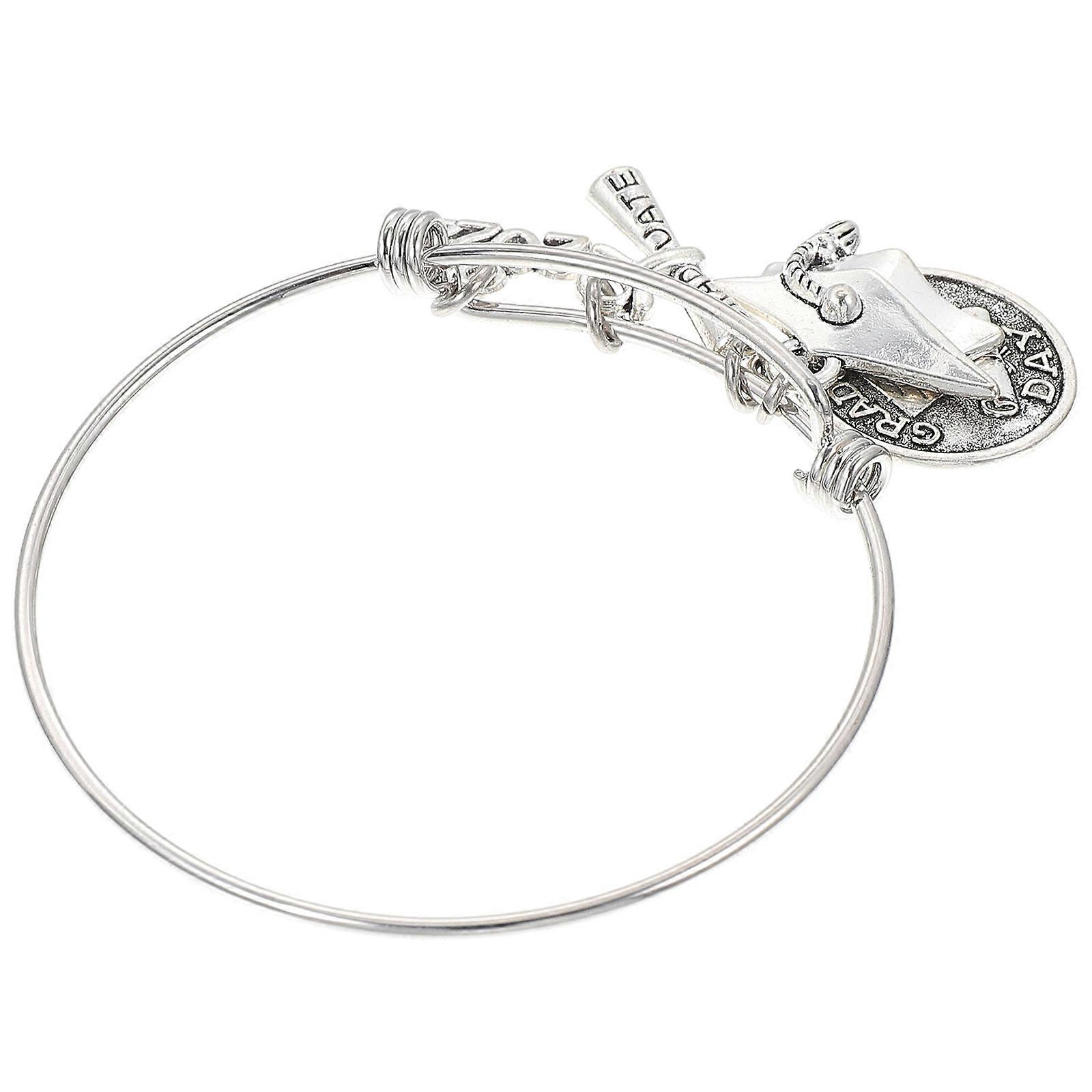 Graduation Themed Bracelet Adjustable Silver Graduation Gift Round Shape Chic Style 1Pcs