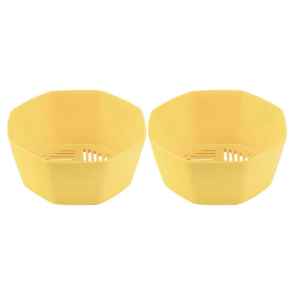 2pcs Yellow Mini Flowerpot for Storage Practical Plastic Bonsai Pot Durable Decor for Office