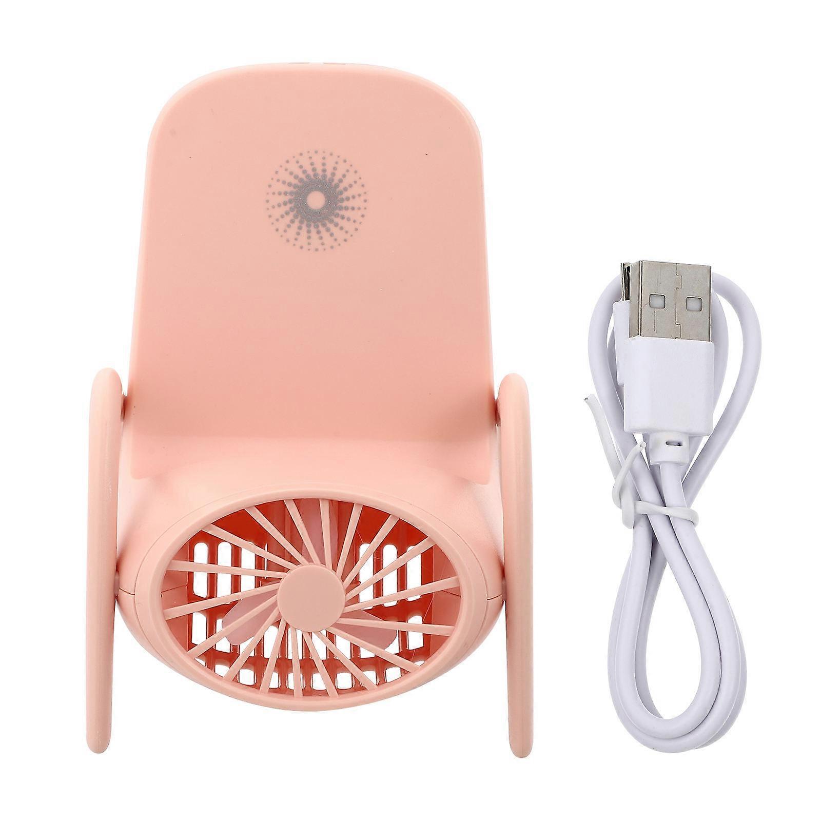 Portable USB Charging Fan with Cellphone Holder Pink Plastic for Daily Use Travel 3 Speed Settings