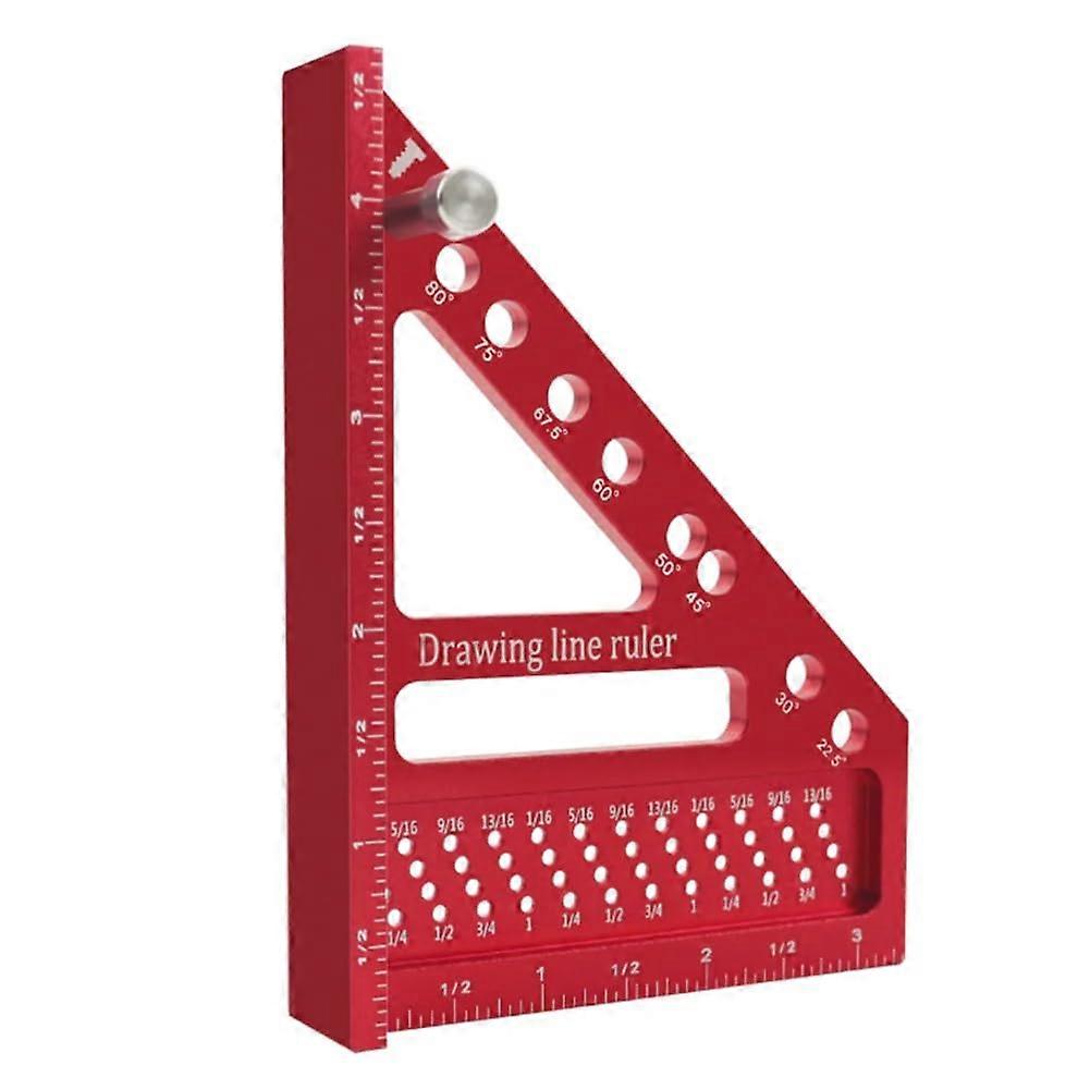 Multi-Angle Measuring Ruler with Dowels, Woodworking Square, Angle Finder, Miter Triangle, High-Precision Layout Tool A